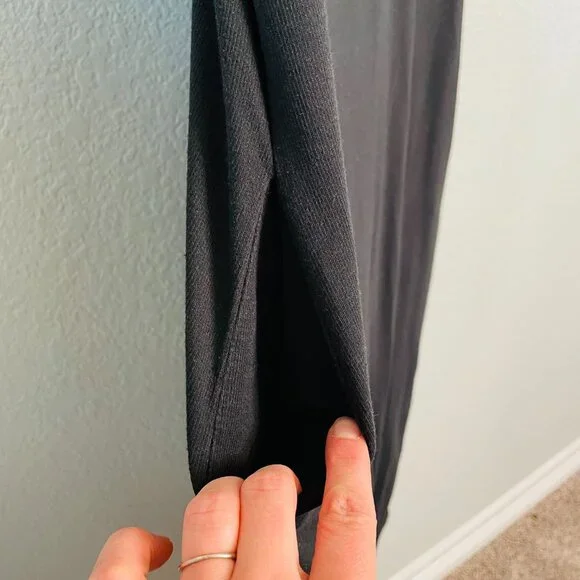 Toad&Co Black Piru Ribbed Stretchy Henley Side Slit Pocket Midi Tank Dress | Med - Picture 6 of 7